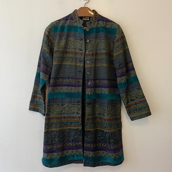 Chicos Multicolor Button Long Jacket Womens Size 1 Medium - Picture 1 of 8